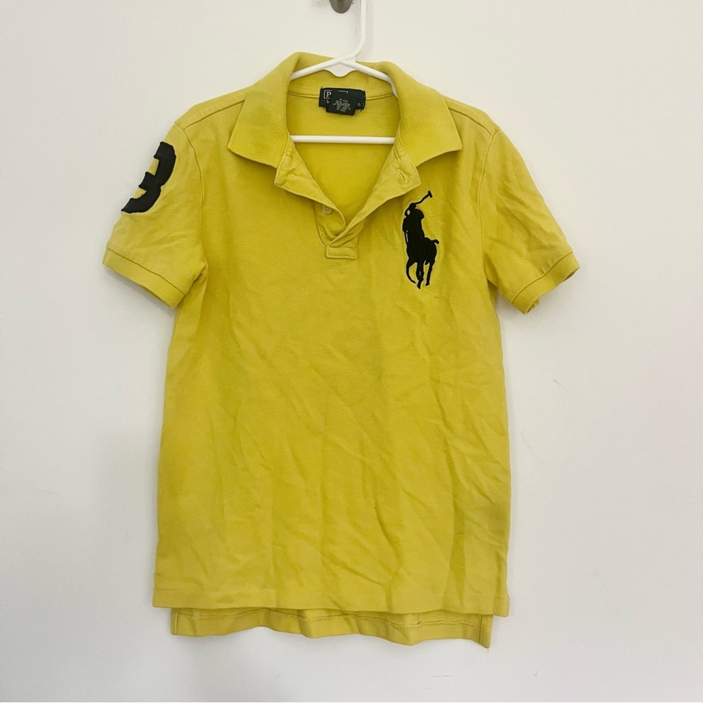Polo by Ralph Lauren Kids Classic Yellow Polo Shirt with Big Pony Black Sz 7 Y